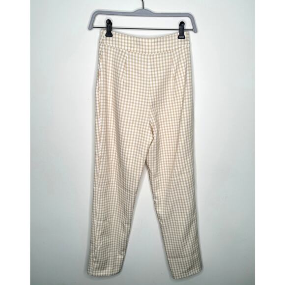 Song of Style (Revolve) Janie Beige White Check Pants, Women's Size X-SMALL - Picture 5 of 7